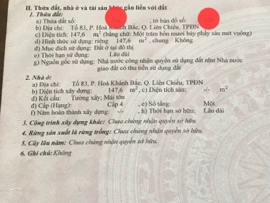 Bán nhà gác lửng mặt tiền đường Đồng Kè - Liên Chiểu - Đà Nẵng