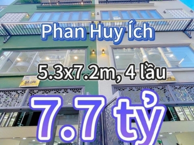 SIÊU PHẨM MỚI TINH- NGAY EMART- PHAN HUY ÍCH, FULL NỘI THẤT- GIÁ CHỈ 7,7 TỶ THƯƠNG LƯỢNG.