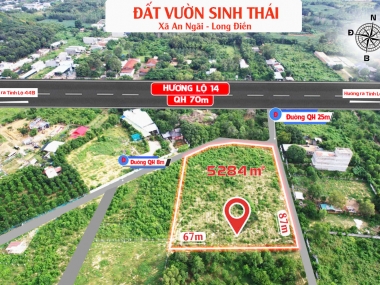 Đất vườn sinh thái ven biển long hải DT 87x67m Góc 2MT nhựa QH 25&8m giá 1.2 tr/m2