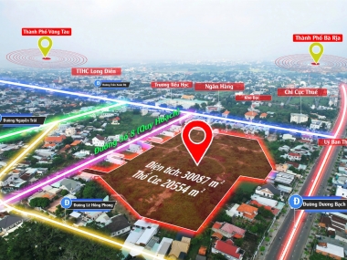 Chuyển nhượng đất dự án nhà phố 30,000 m2 đã CMĐ 20,544 m2 ODT ngay TTHC Bà Rịa-Vũng Tàu