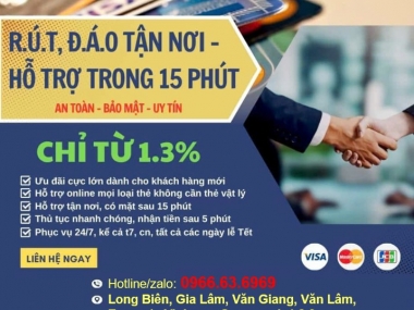 ĐÁO RÚT THẺ TÍN DỤNG FULL HẠN MỨC phí chỉ từ 1.3%