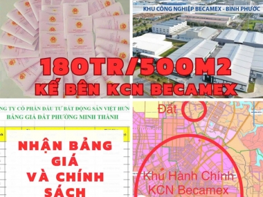 Bán Đất sổ Sẵn Ngay KCN Becamex Bình Phước Giá Chỉ 960 Nghìn/m2.Đừờng DH01. Phường Minh Thành, Kp5, 