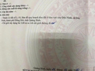 ĐẤT CHÍNH CHỦ - Cần Bán Lô Đất tại Thôn Giao Tế, Xã Đức Ninh, TP Đồng Hới,Tỉnh Quảng Bình.